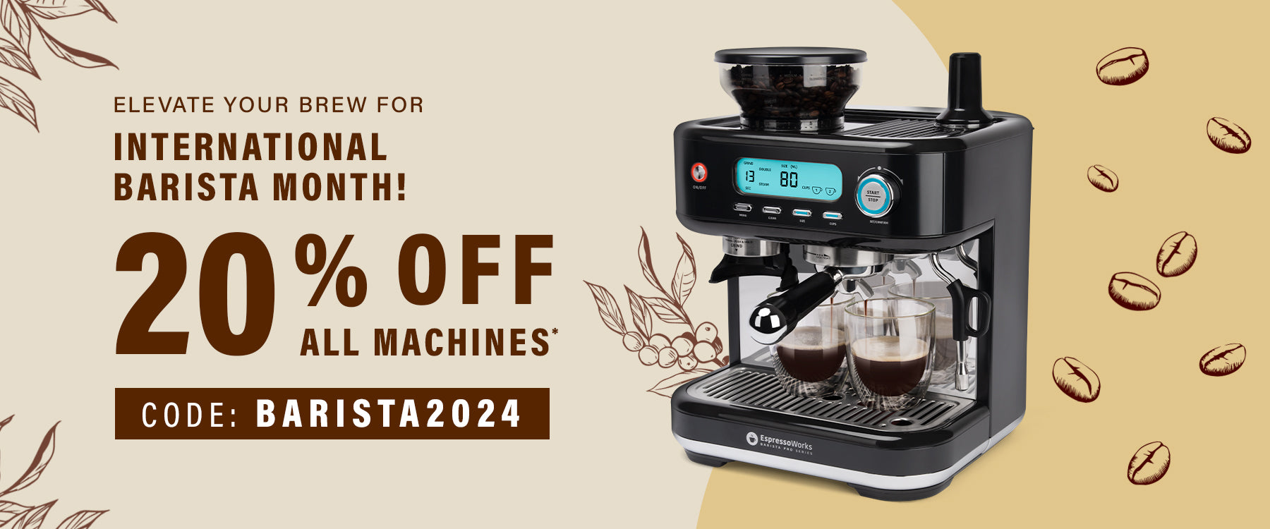 20% Off Espresso Machines on International Barista Month 