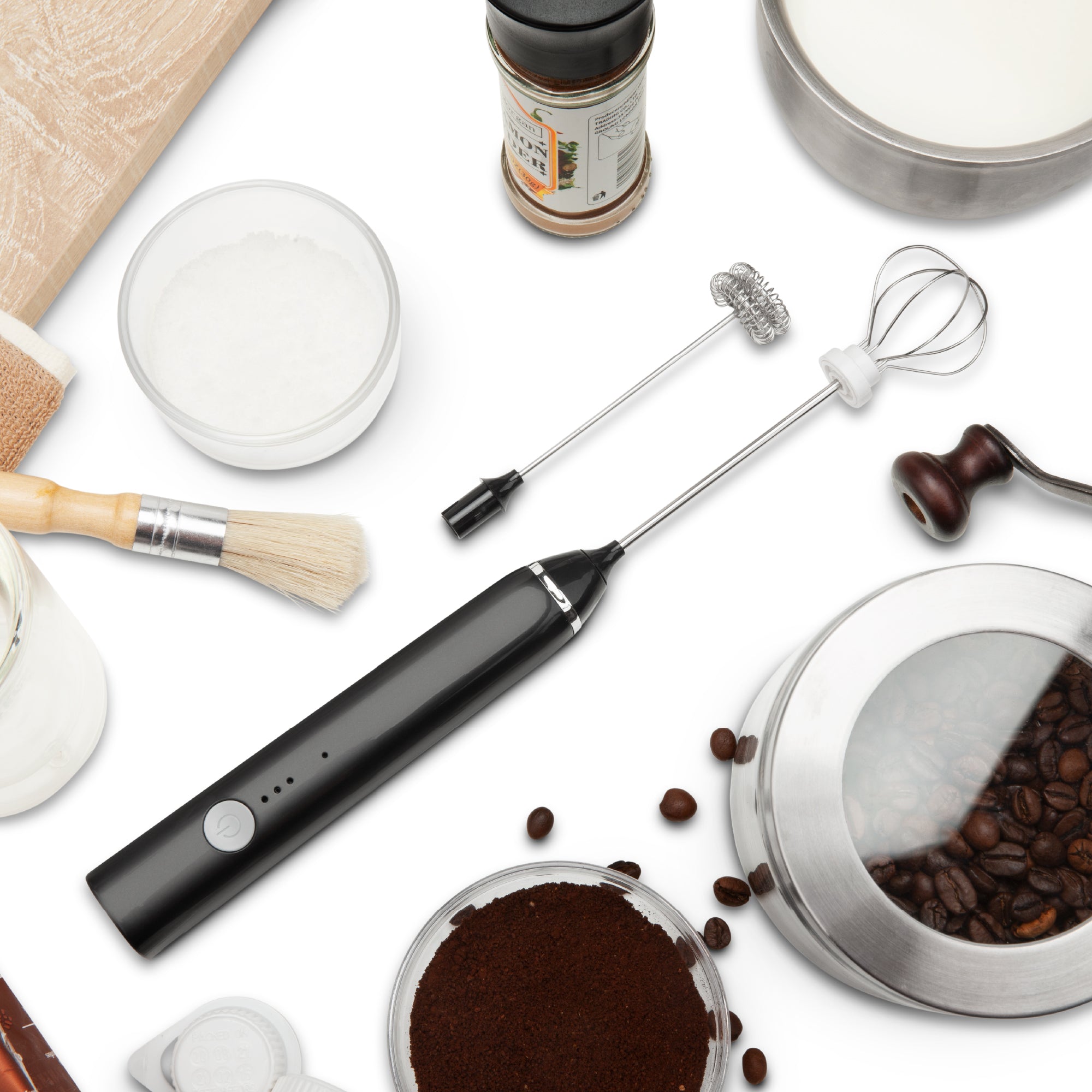 EspressoWorks Handheld Milk Frother with Two Frothing Attachments