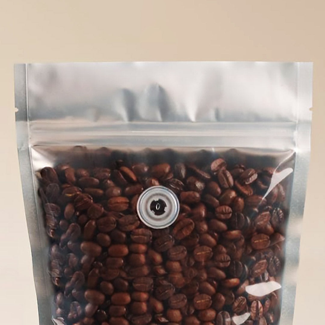 fresh roasted coffee beans in airtight packaging