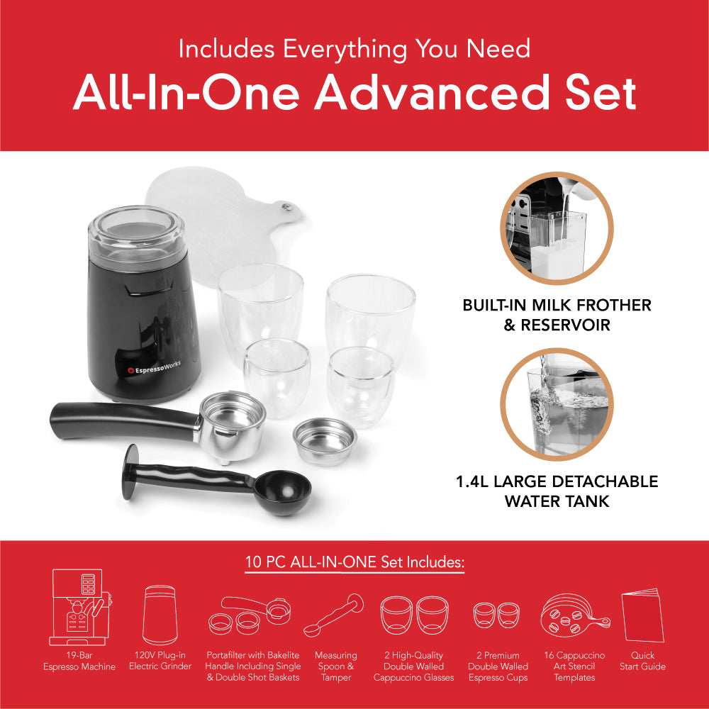 EspressoWorks 10-Piece Coffee and Espresso Machine Set