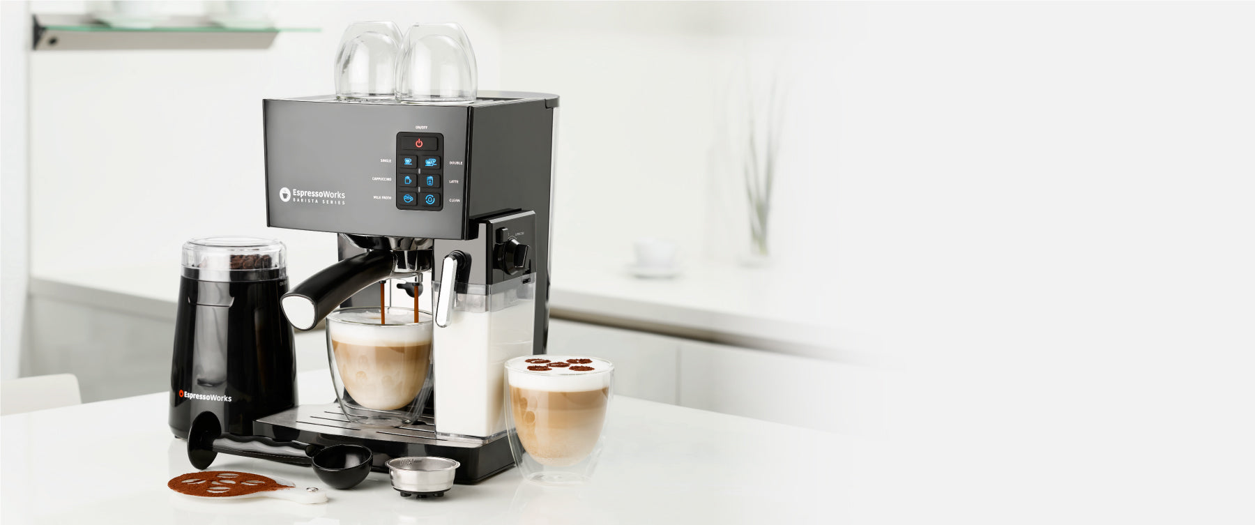 Click on the link to download the user guide for the 10-piece 19-bar EspressoWorks Espresso Machine 