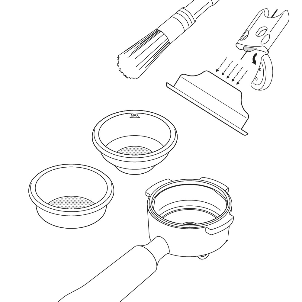 Cleaning the portafilter and filter baskets