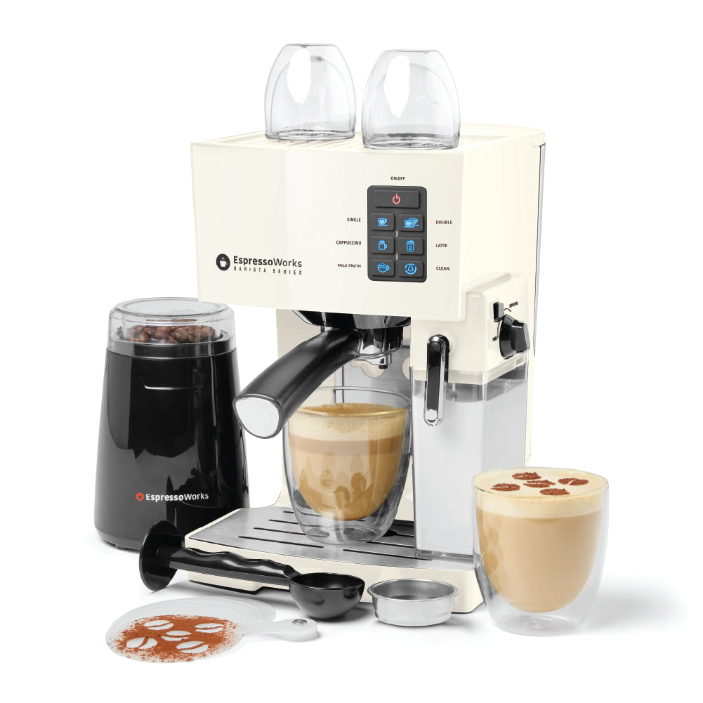 EspressoWorks - Juego de máquina de café expreso todo en uno y máquina de  capuchino barista con vaporizador integrado y espumador (incluye: Molinillo