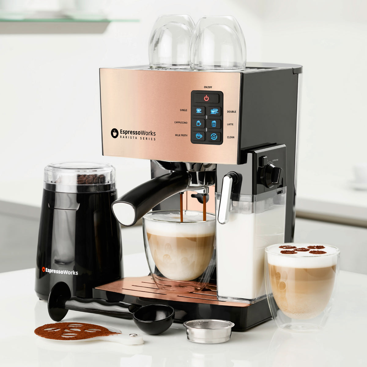 EspressoWorks 10-Piece Coffee and Espresso Machine Set - Rose Gold
