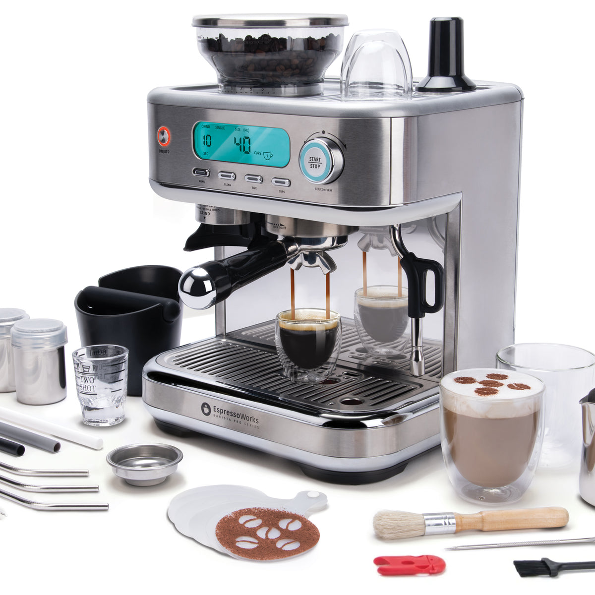 Professional grinding mechanism. Barista grind coffee beans using