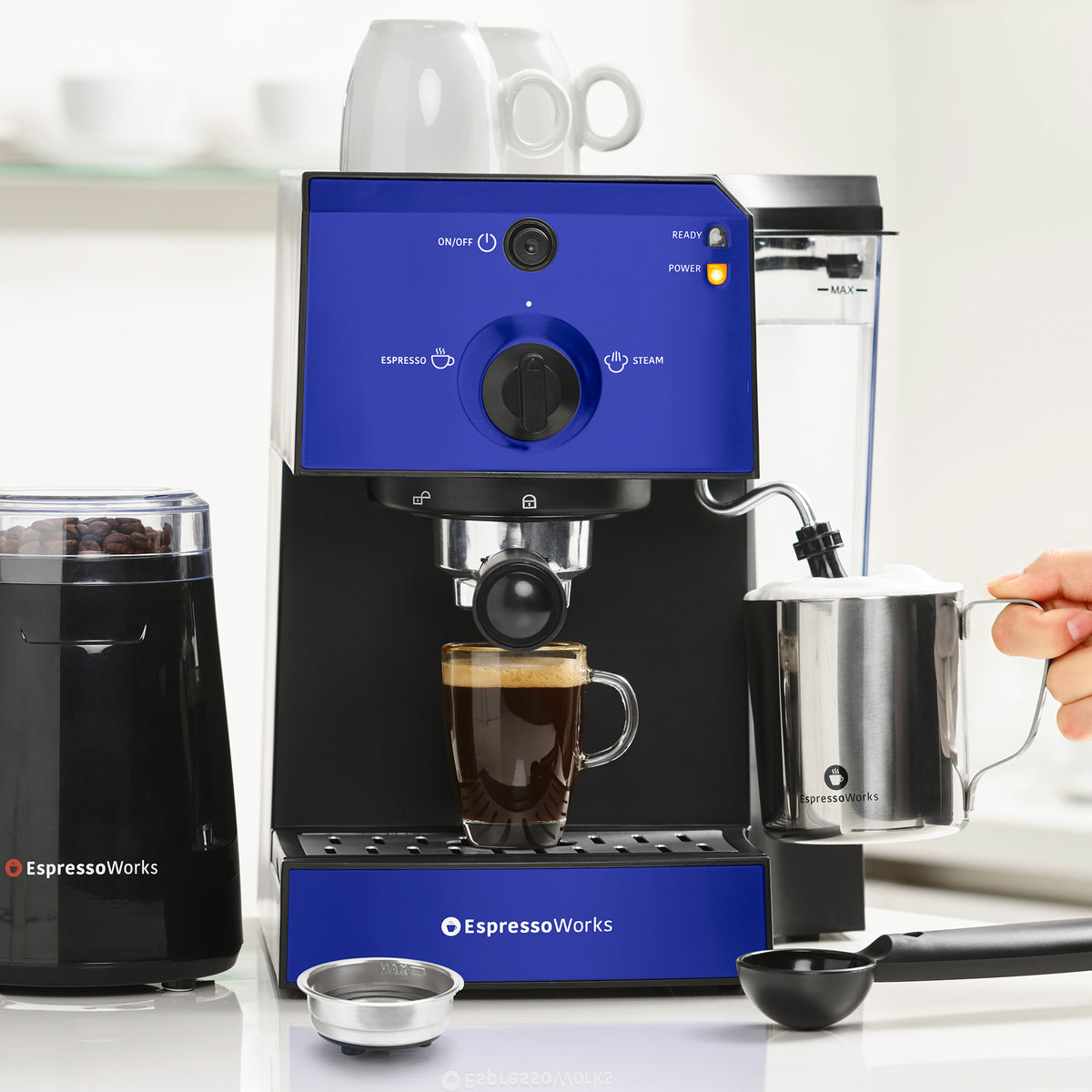 EspressoWorks 7-Piece Espresso Machine Set - Blue