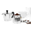 stainless steel moka pot 3 cups with coffee grounds