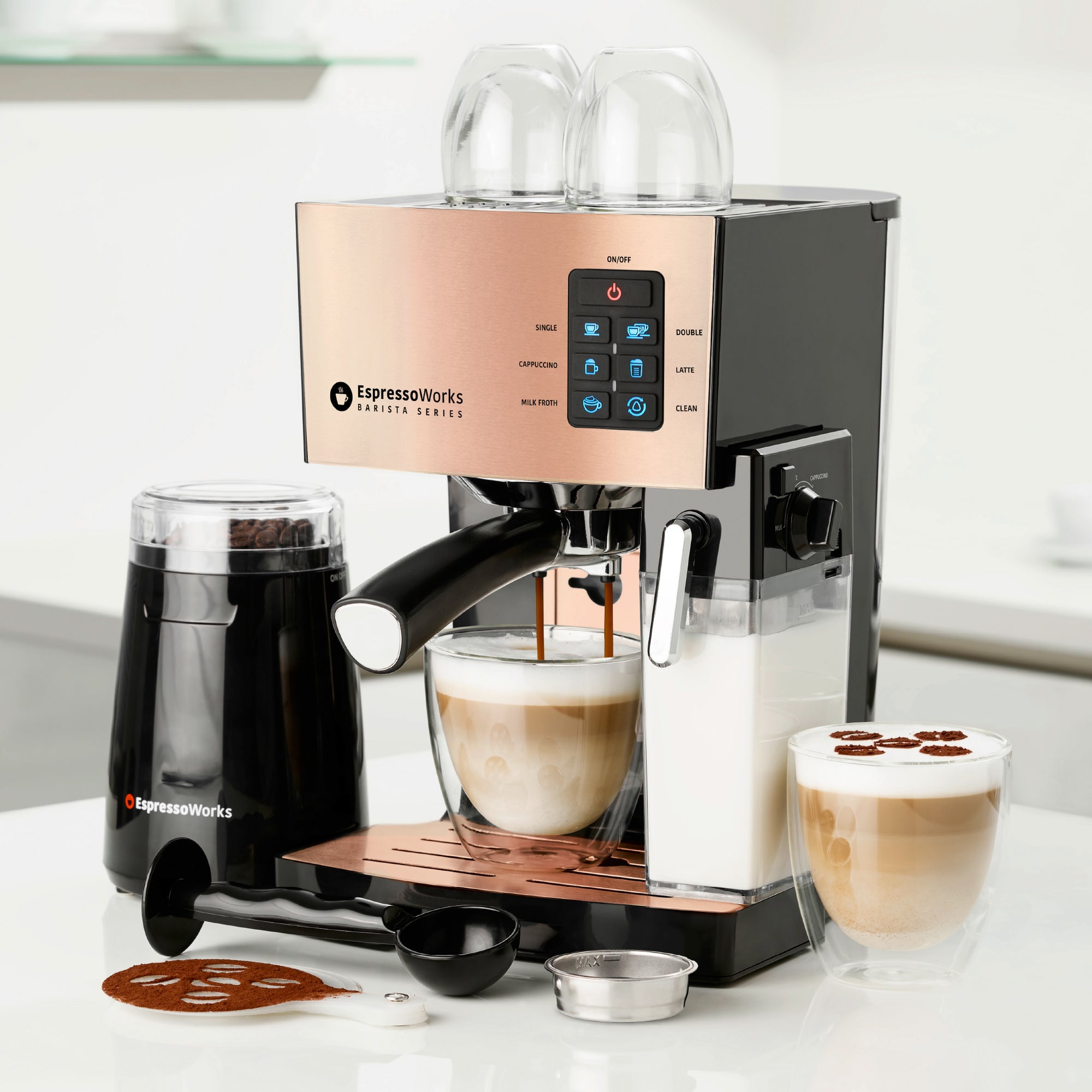 makkelijk te gebruiken Millimeter Een zin 10-Piece Espresso & Cappuccino Machine Set - Rose Gold | EspressoWorks