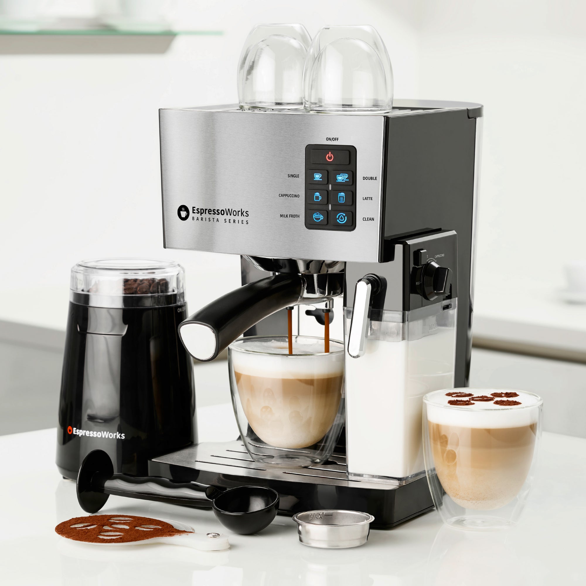 EspressoWorks 10-Piece Coffee and Espresso Machine Set - Stainless Steel