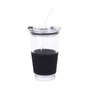 black glass travel mug 15oz front view with straw