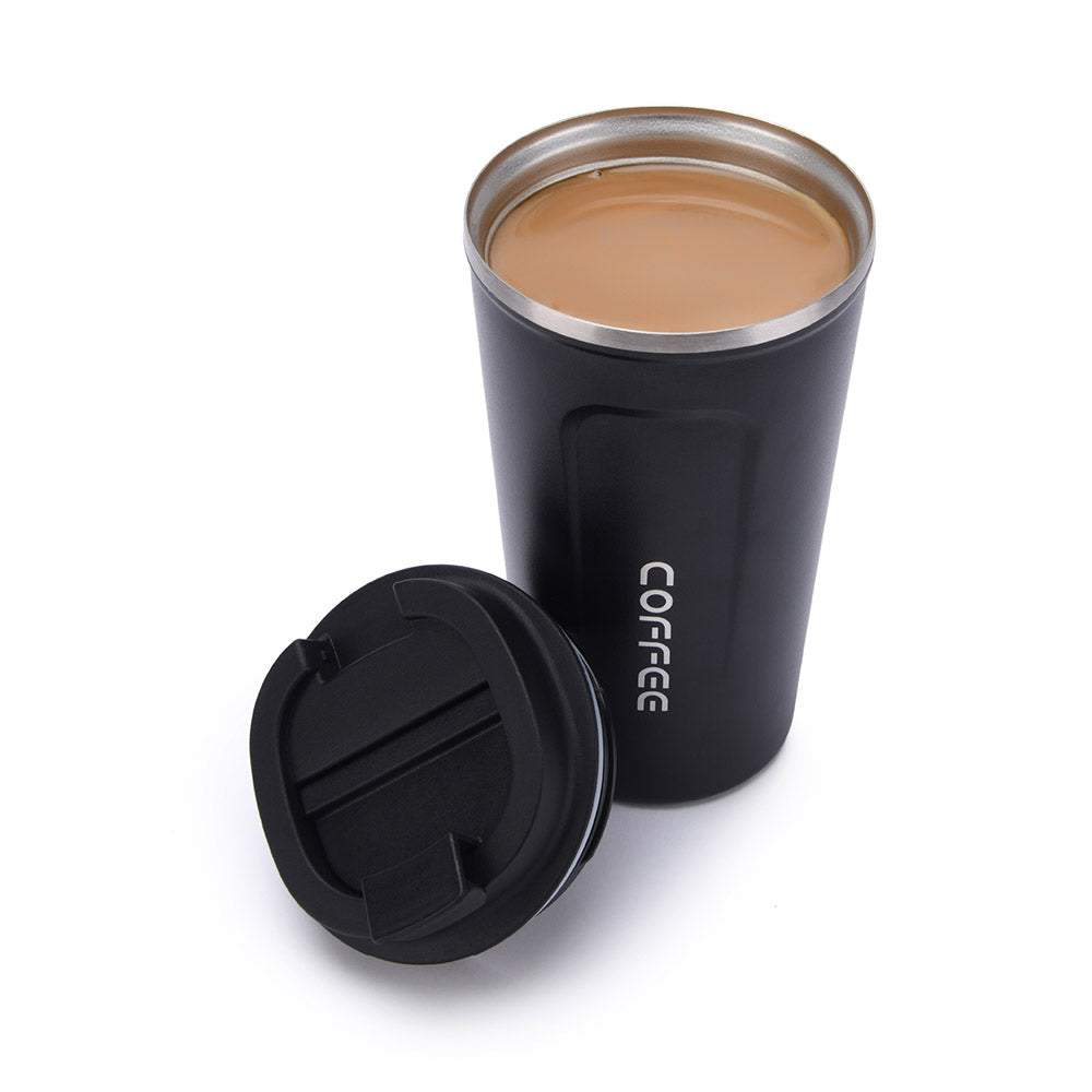 black travel mug 17oz filled