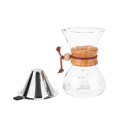 Shop the EspressoWorks Glass Coffee Dripper and Carafe Set with Reusable Metallic Filter, 13.5oz at espresso-works.com