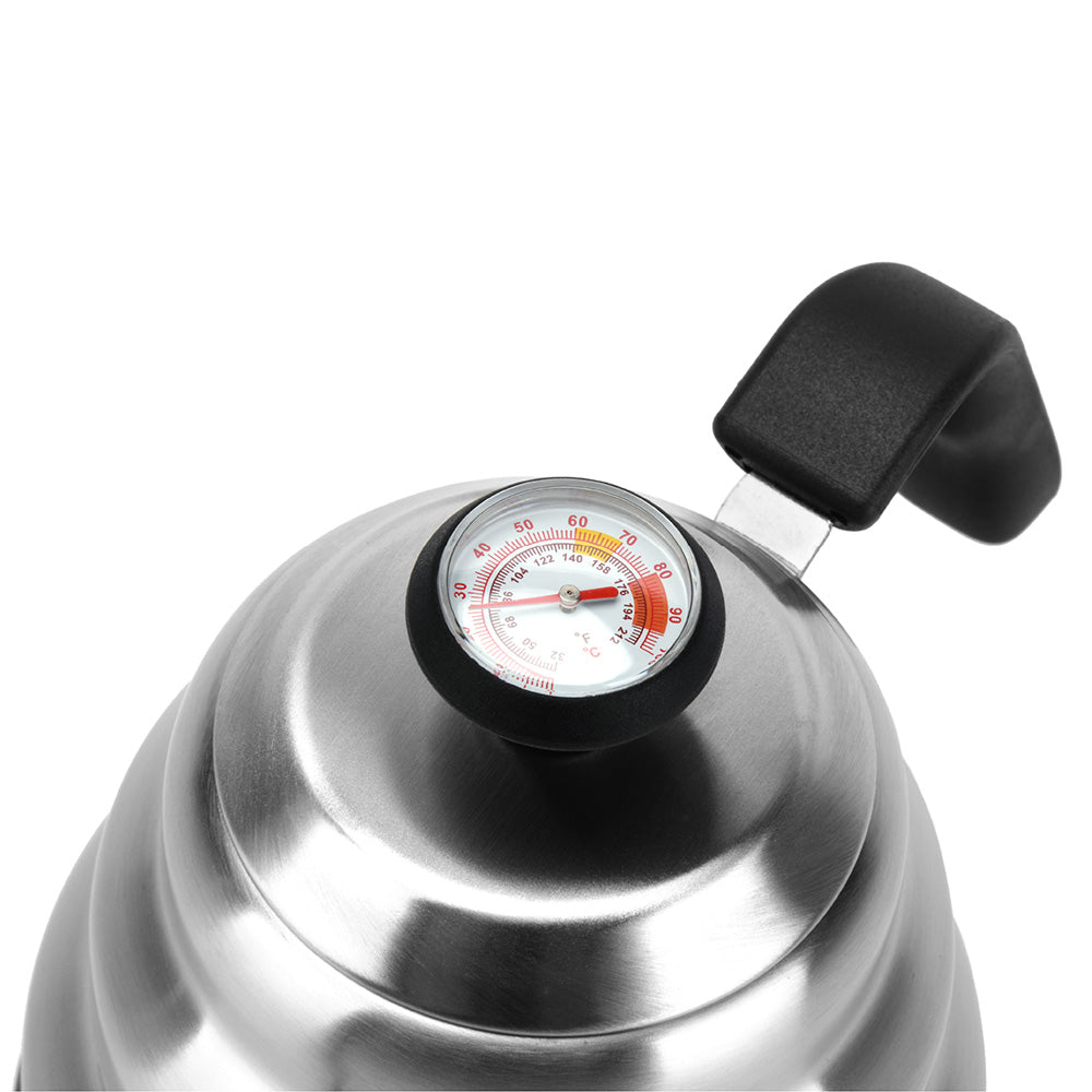 Shop the EspressoWorks Gooseneck Drip Kettle with Thermometer 34oz, Stainless Steel at espresso-works.com