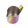 iridescent milk frothing pitcher side view