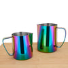 iridescent milk frothing pitcher size comparison