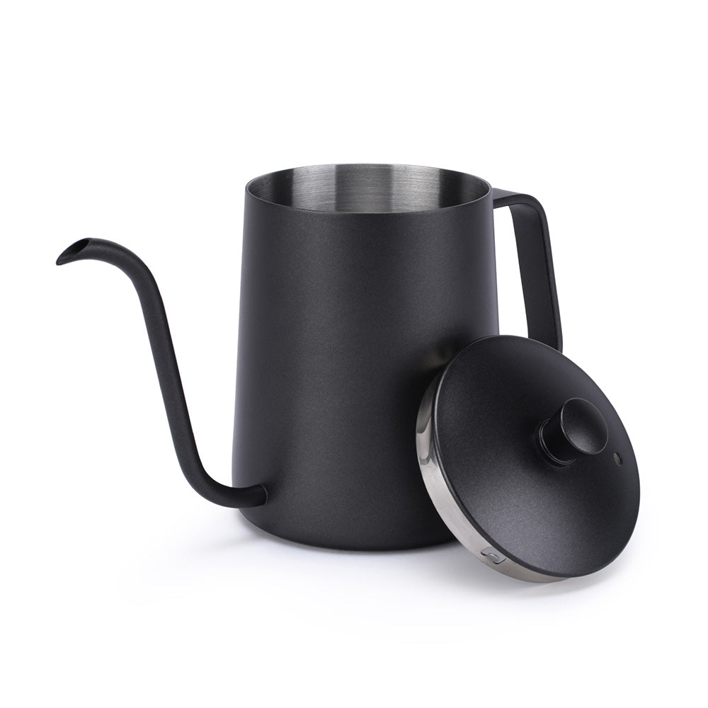 pour over drip kettle 22oz black open lid