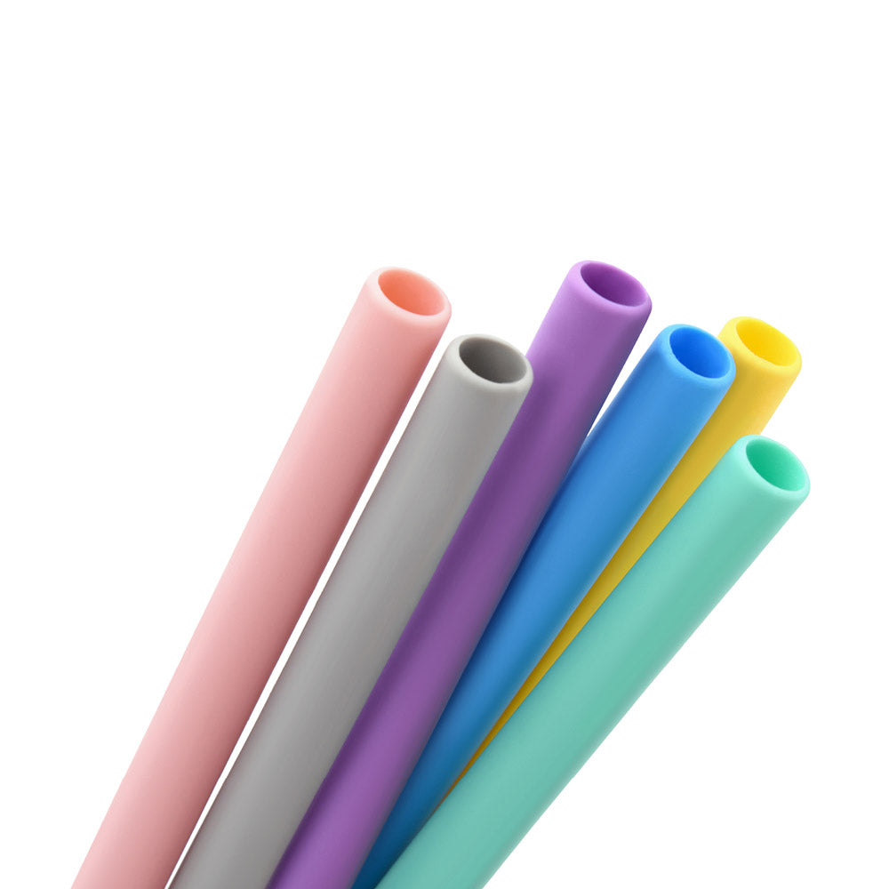 6pcs Random Color Reusable Silicone Straws For Baby, Thick Straws For Kids'  Learning Drinking Cups
