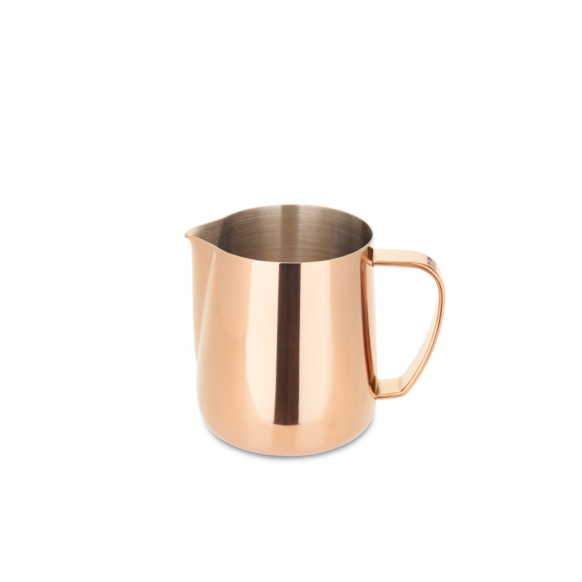 rose gold milk frothing pitcher 350ml front view