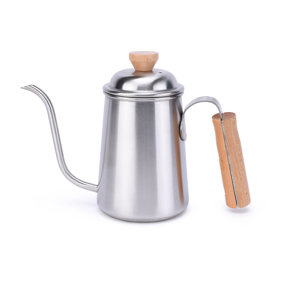 stainless steel pour over drip kettle front view